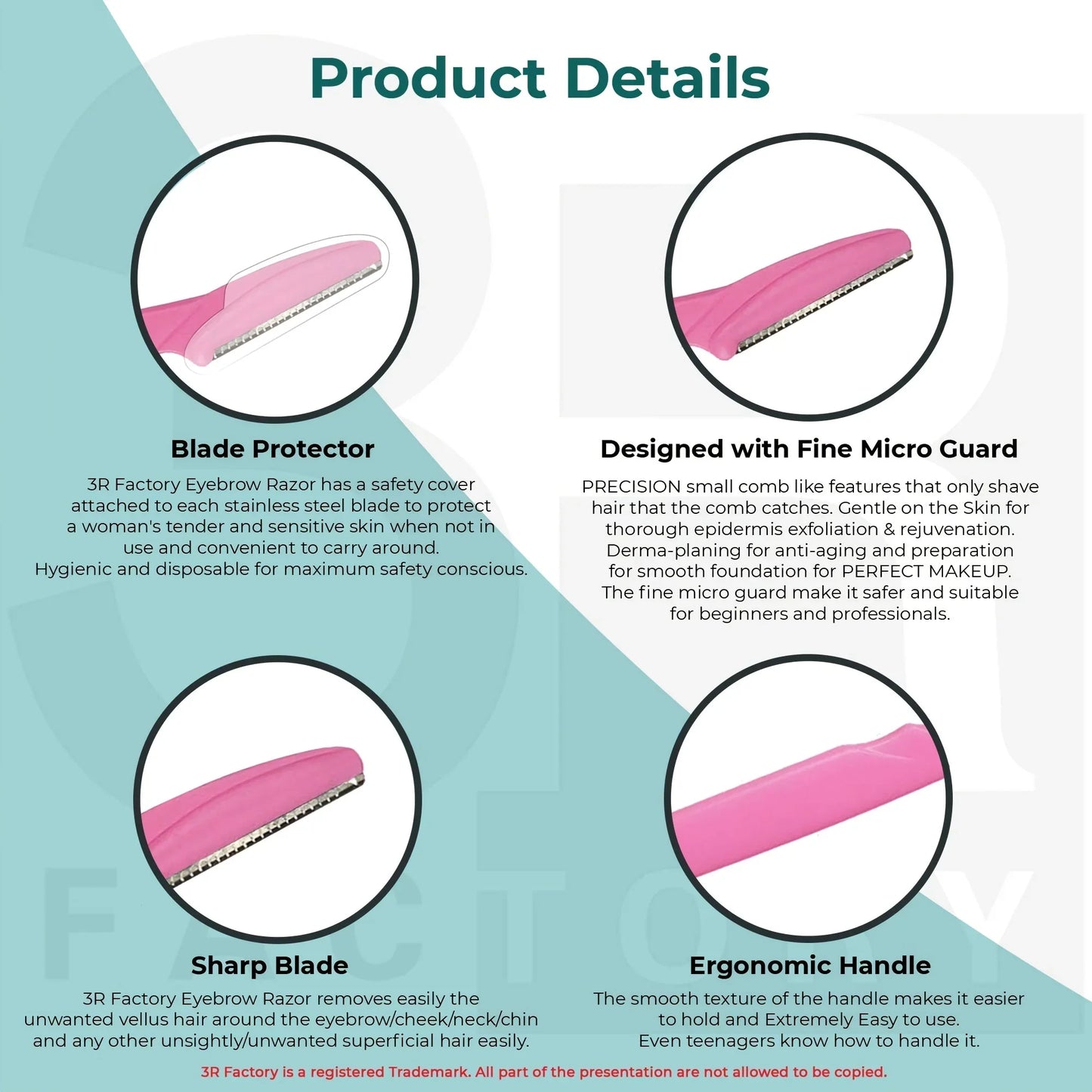 Ladies Facial Razors 6 Pack – Safe, Easy