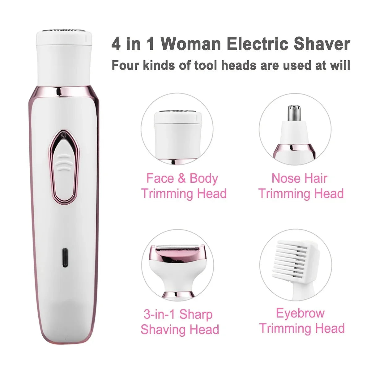 Electric Shaving Kit for Women – SmoothGlide 4-in-1 Wet/Dry Hair Remover