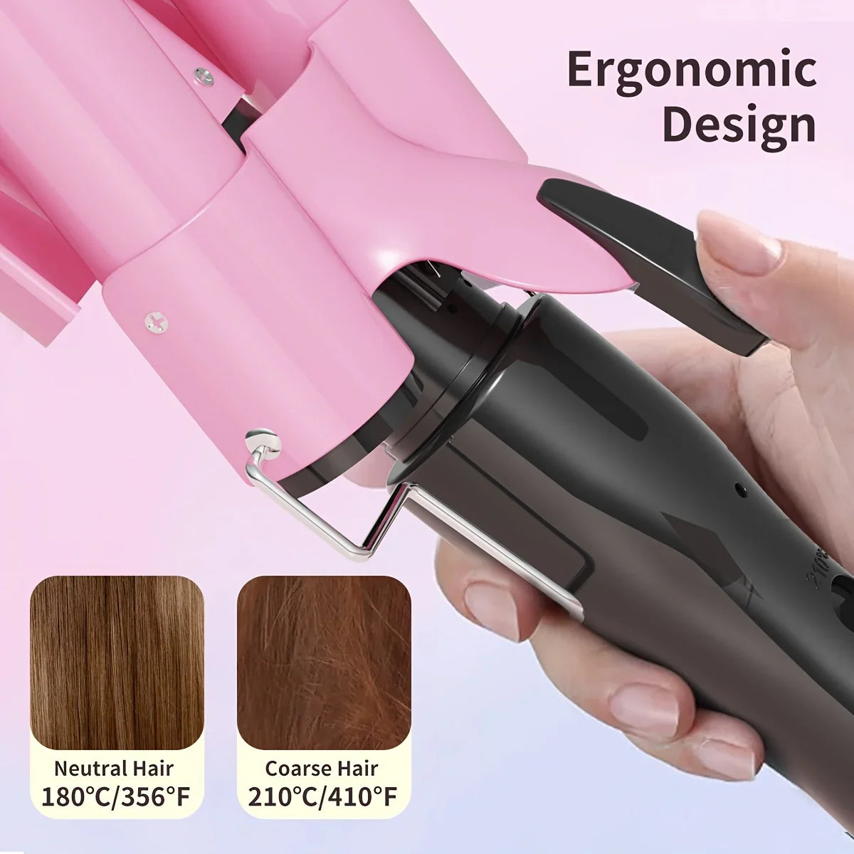 Ceramic Curling Iron – 3 Tube Hair Curler with LED & Rapid Heating