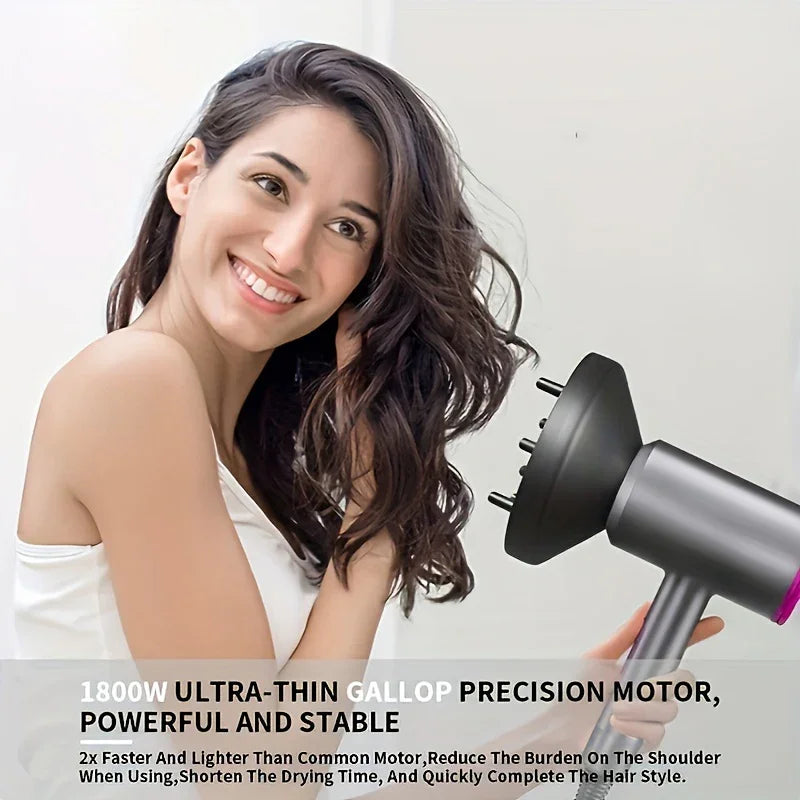 Professional Hair Dryer With Diffuser Ionic Conditioning - Powerful, Fast Hairdryer Blow Dryer, AC Motor Heat Hot And Cold Wind Constant Temperature Hair Care Without Damaging Hair