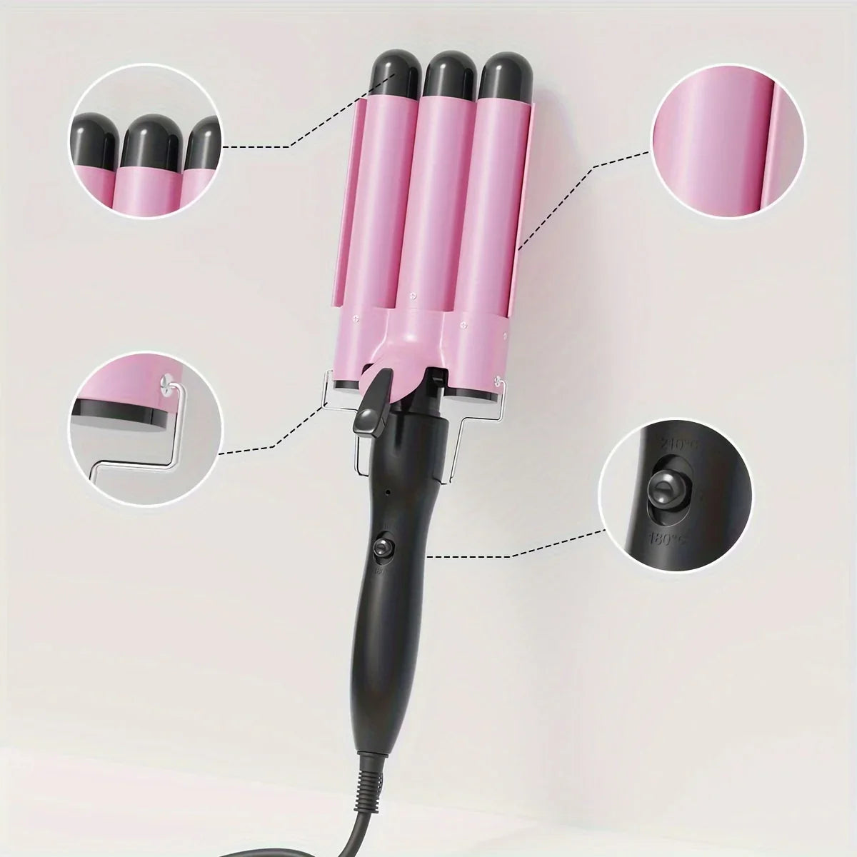 Ceramic Curling Iron – 3 Tube Hair Curler with LED & Rapid Heating