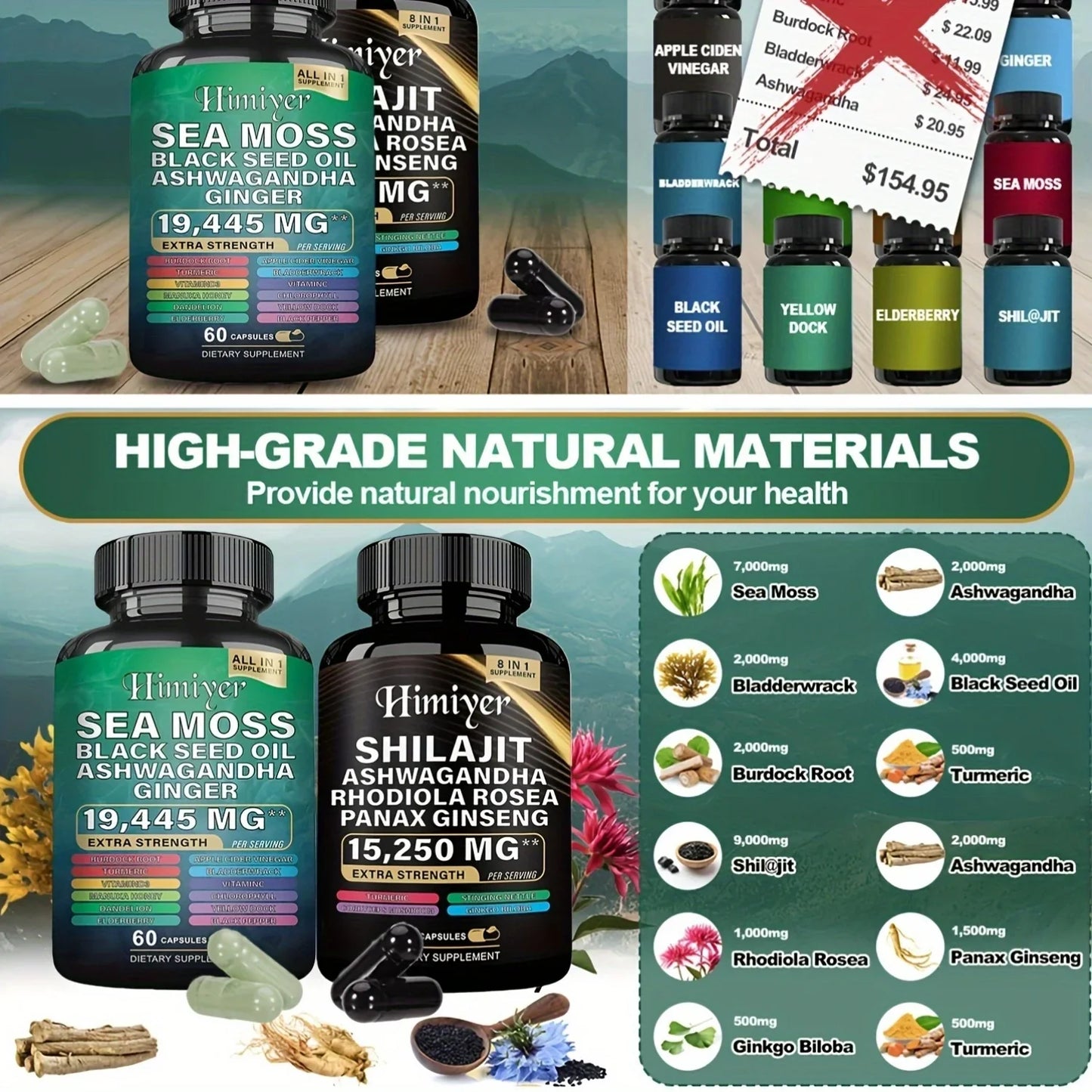 Sea Moss Capsules – Plant-Based Shilajit & Ashwagandha Supplement