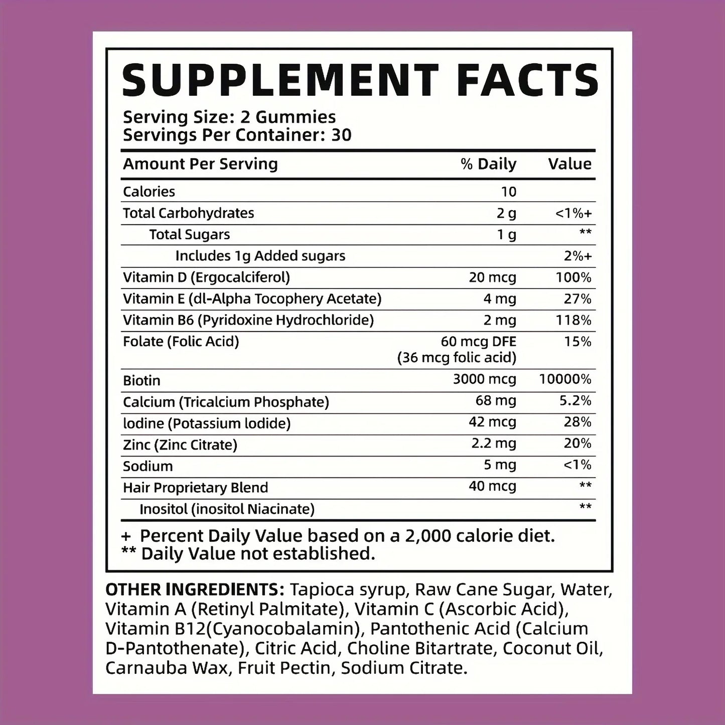 Biotin Gummies for Women & Men 60 Vegan Gluten-Free Gummy Bears Promote Healthy Hair Growth Radiant Skin & Strong Nails - Beauty Supplement Gift