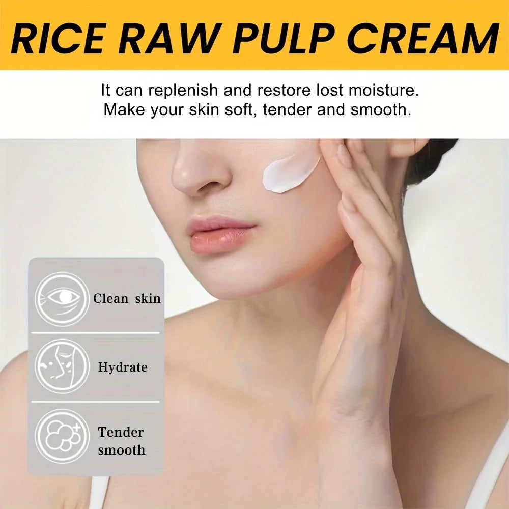 Rice Cream Moisturizer – Hydrating Face Cream with Hyaluronic Acid & Grape Extract