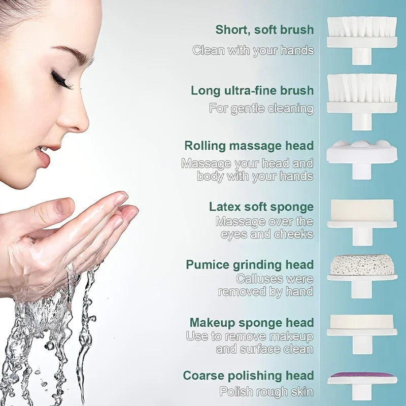 Facial Cleansing Brush – 7‑in‑1 Rotating Face Brush for Deep Clean