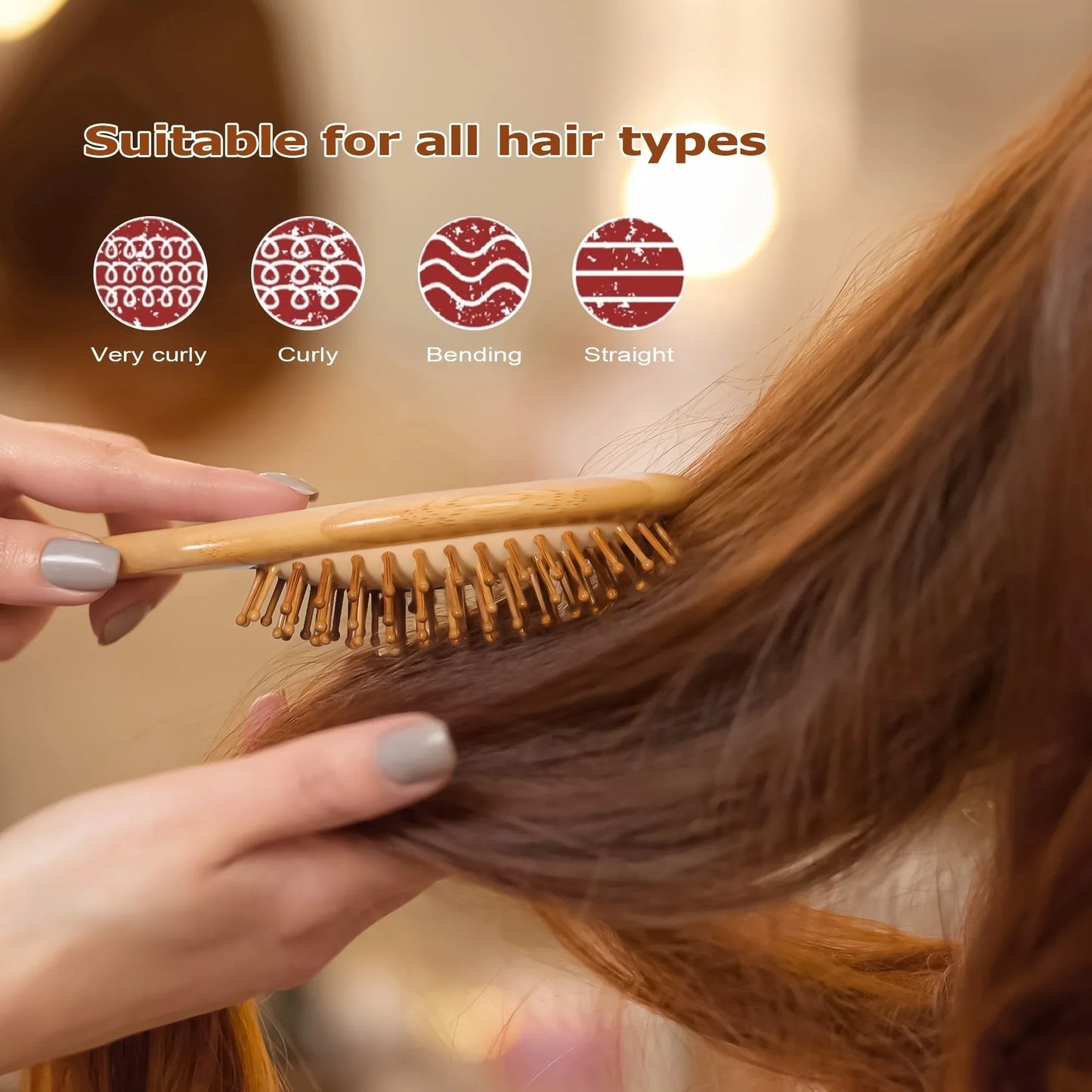 Bamboo Hair Brush Set – 6pc Eco Hair Care Kit for All Hair Types
