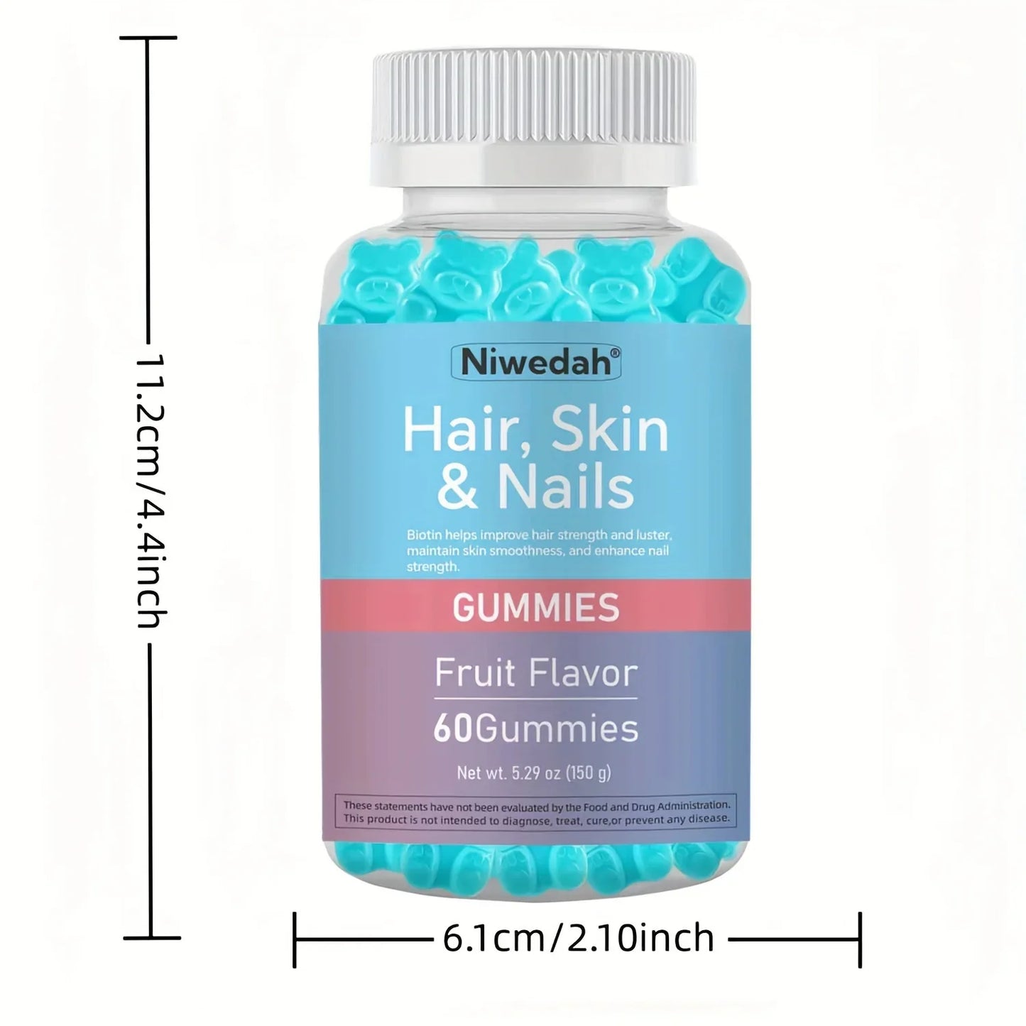 Biotin Gummies for Women & Men 60 Vegan Gluten-Free Gummy Bears Promote Healthy Hair Growth Radiant Skin & Strong Nails - Beauty Supplement Gift