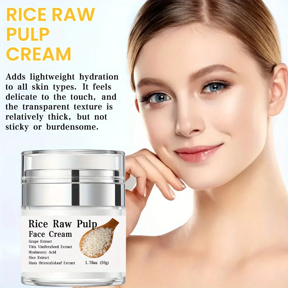 Rice Cream Moisturizer – Hydrating Face Cream with Hyaluronic Acid & Grape Extract