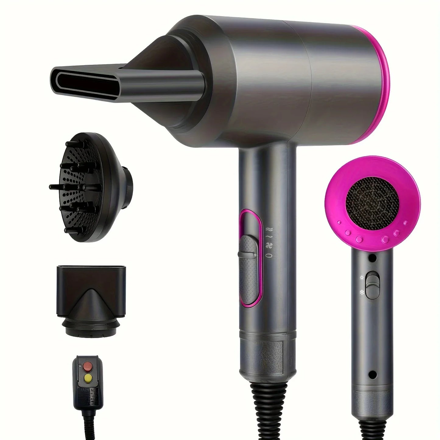 Professional Hair Dryer With Diffuser Ionic Conditioning - Powerful, Fast Hairdryer Blow Dryer, AC Motor Heat Hot And Cold Wind Constant Temperature Hair Care Without Damaging Hair