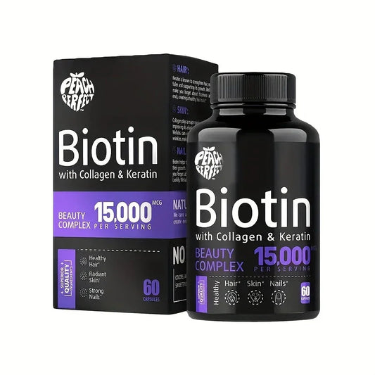Collagen Keratin Supplement – Hair, Skin & Nail Vitamins – 60 Count Biotin Nutritional Support