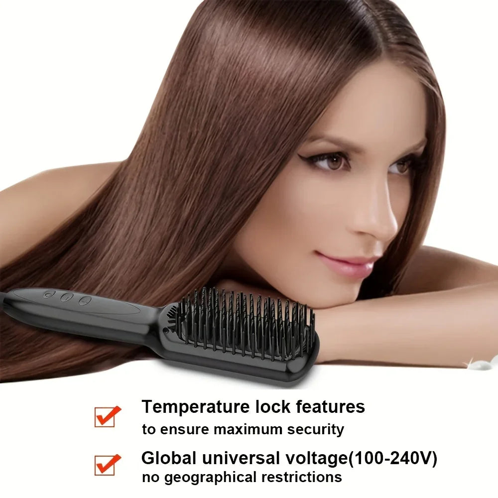 Ceramic Hair Straightener Brush for Smooth, Shiny Hair