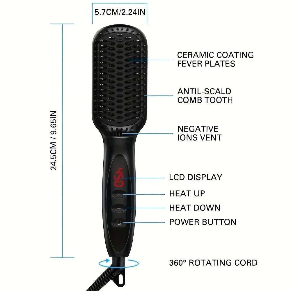 Ceramic Hair Straightener Brush for Smooth, Shiny Hair