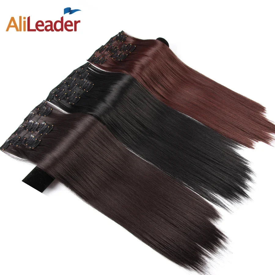 Alileader Synthetic Clip-on Hair Extensions Straight/Curly