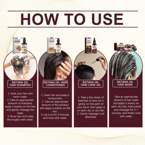 Batana Hair Care Set - Volumizing Treatment for Dry & Damaged Hair