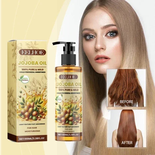 EELHOE Jojoba Oil 100ml Non-Greasy Deep Moisturizing Hair Care Dry Hair Nourisher Vitamin E Enriched Pine Nut Extract