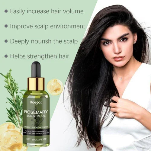 Hoegoa Rosemary Essential Hair Oil 60ml Nourishes Hydrates Softens Dry Hair Mineral Oil-Based Hair Care for Healthy Hair Growth
