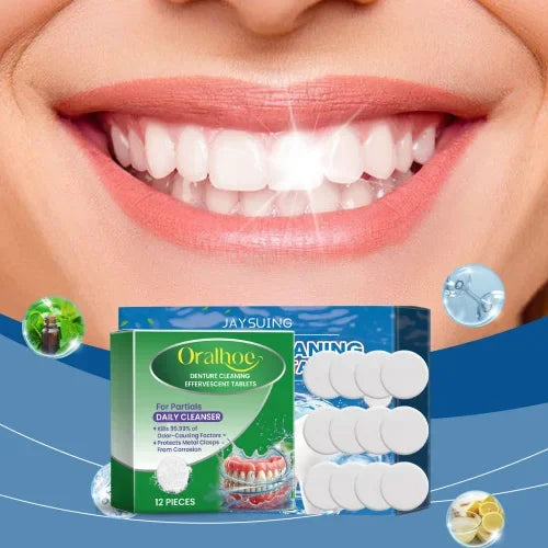 Oralhoe Clean Fresh Stain Removal Gentle Care Braces Denture Cleaning Tablet