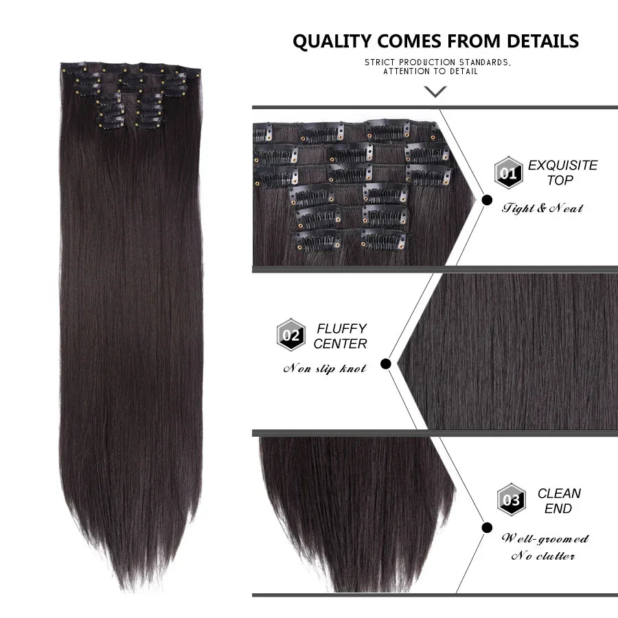 Alileader Synthetic Clip-on Hair Extensions Straight/Curly