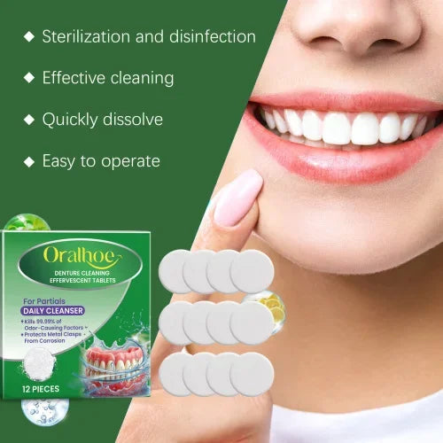 Oralhoe Clean Fresh Stain Removal Gentle Care Braces Denture Cleaning Tablet