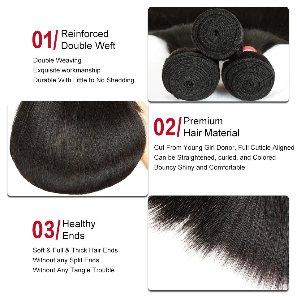 Sleek Brazilian Straight Human Hair Bundles Weaving Extension Machine