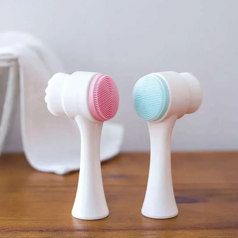 Silica Gel Double Sided Facial Brush Cleanser Skin Rejuvenation