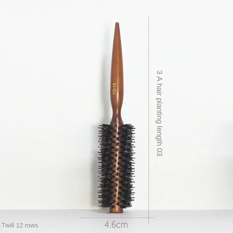 6 Style Wood Handle Round Rolling Brush Straight Twill Hair Comb Boar Bristle Round Barrel Hair Curling Brush Hairdressing Tool