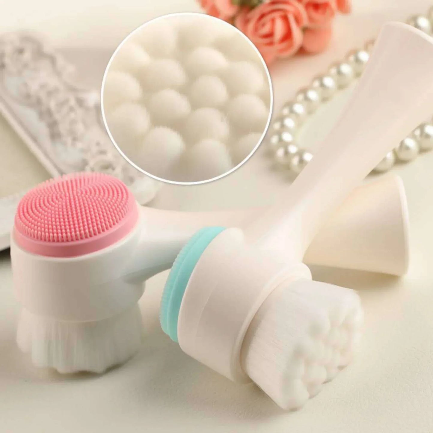 Silica Gel Double Sided Facial Brush Cleanser Skin Rejuvenation