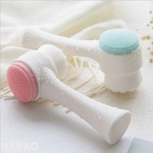 Silica Gel Double Sided Facial Brush Cleanser Skin Rejuvenation