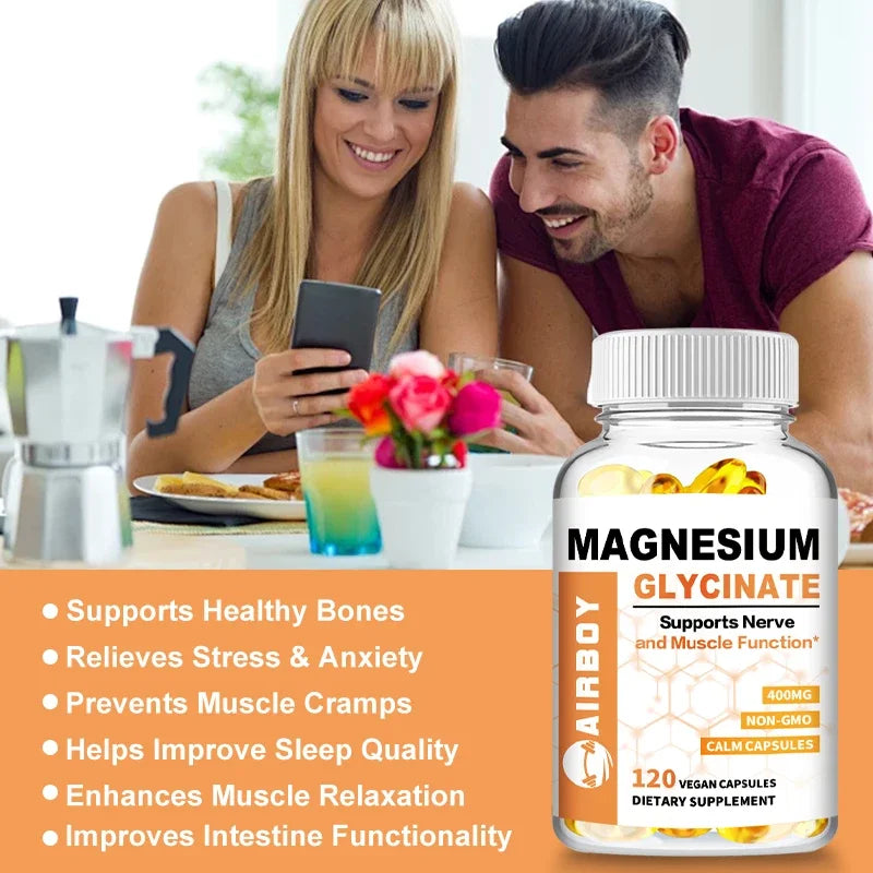 Magnesium Glycinate Capsules - Support Bone Immune System,Heart Health Mineral Supplement Help Natural Sleep