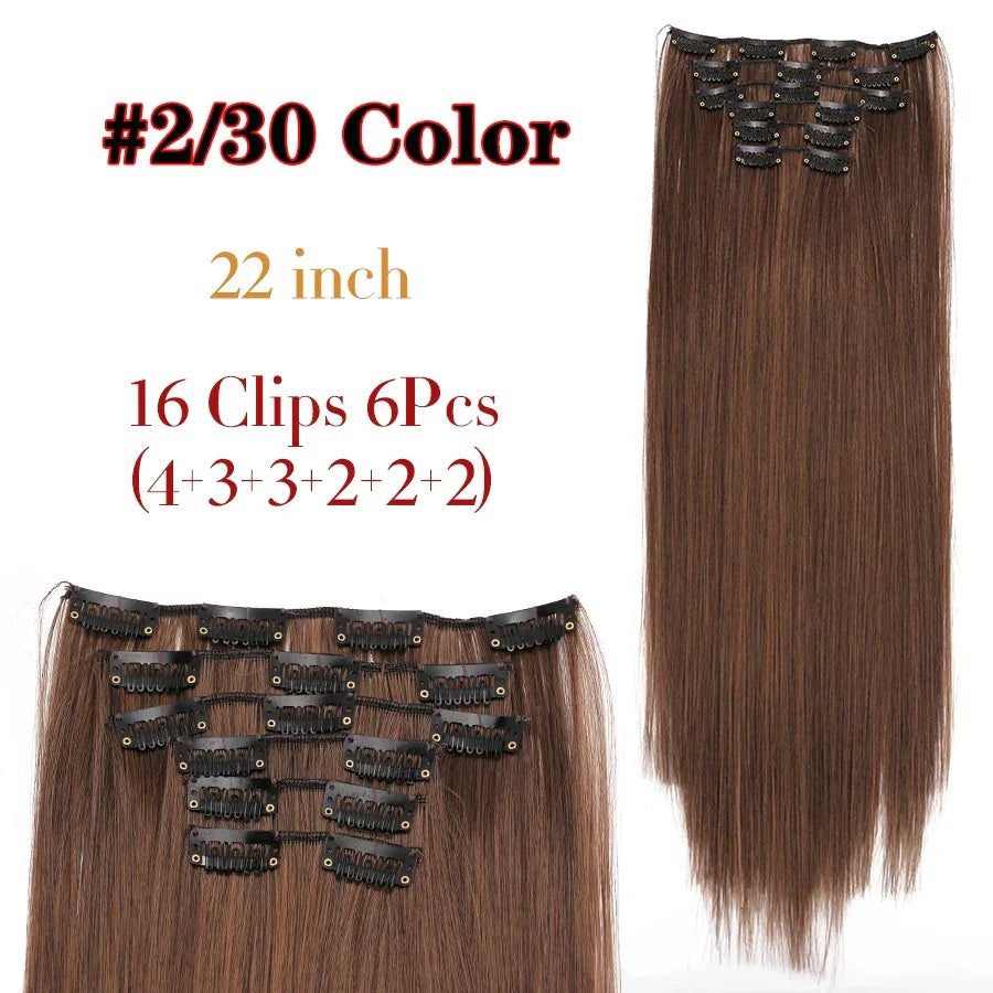 Alileader Synthetic Clip-on Hair Extensions Straight/Curly