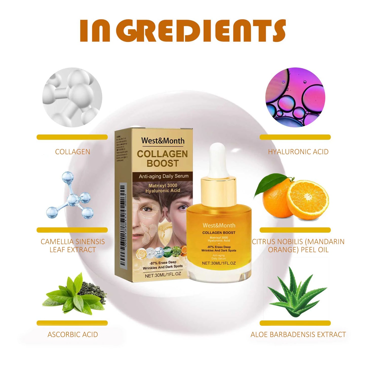 Collagen Face Serum Deep Moisturing Tightening Hydrating Smoothing Firming Skin Nourishing Brightening Face Skin Care Esssence