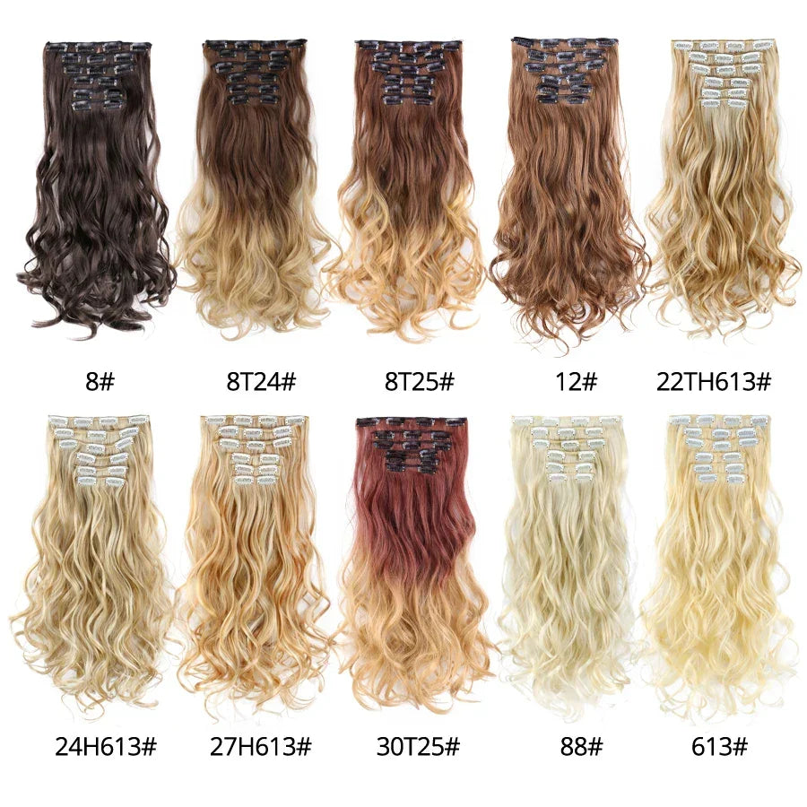 Alileader Synthetic Clip-on Hair Extensions Straight/Curly