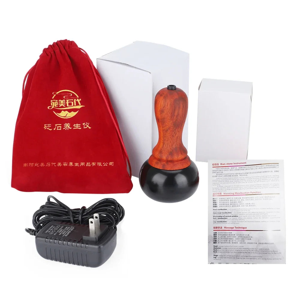 Hot Stone Electric Gua Sha Massager Natural Bianstone GuaSha Scraping Back Neck Face Relax Muscles Massage Skin Lift Care Spa