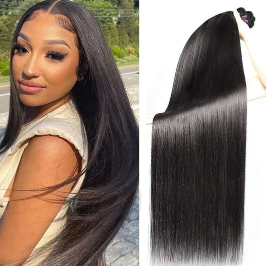 Sleek Brazilian Straight Human Hair Bundles Weaving Extension Machine