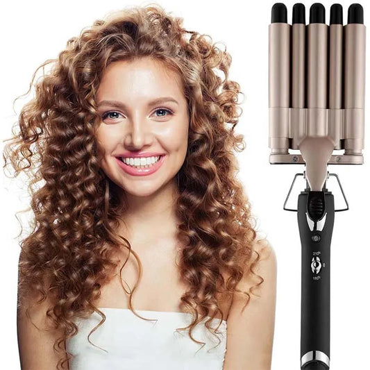 5-tube curler for fast heating and large waves, iron ceramic 3 tube curler suitable for all types of hair
