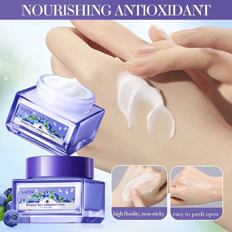 SADOER Blueberry Hyaluronic Acid Skin Brightening Cream Skincare Moisturizing Nourishing Facial Creams Beauty Skin Care Product