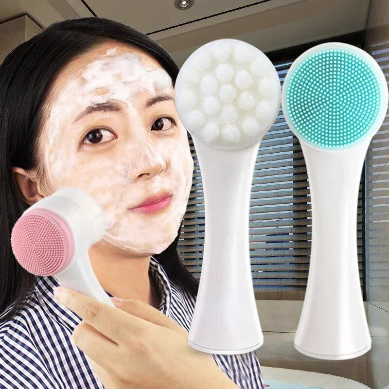 Silica Gel Double Sided Facial Brush Cleanser Skin Rejuvenation
