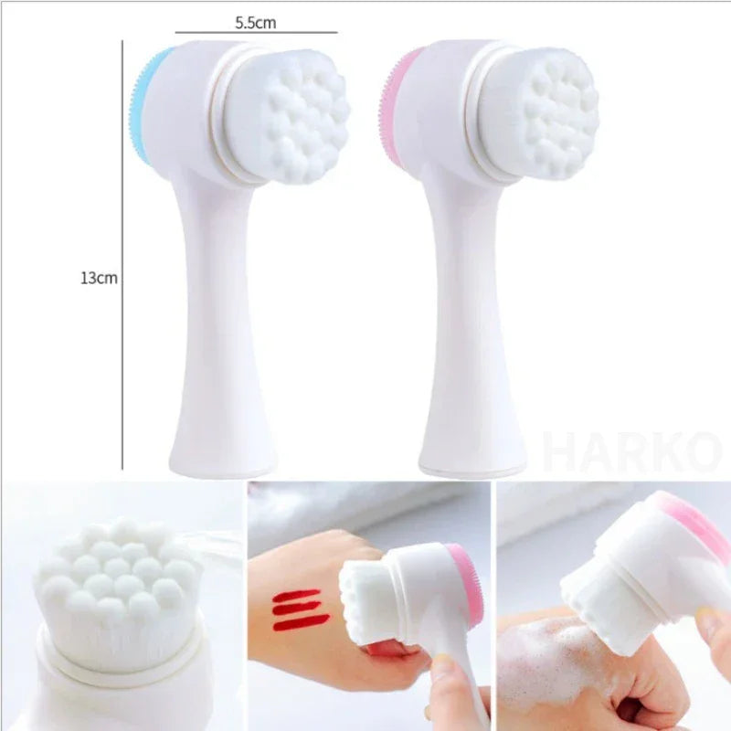 Silica Gel Double Sided Facial Brush Cleanser Skin Rejuvenation