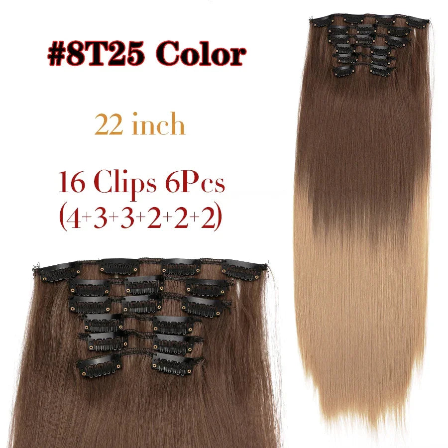 Alileader Synthetic Clip-on Hair Extensions Straight/Curly