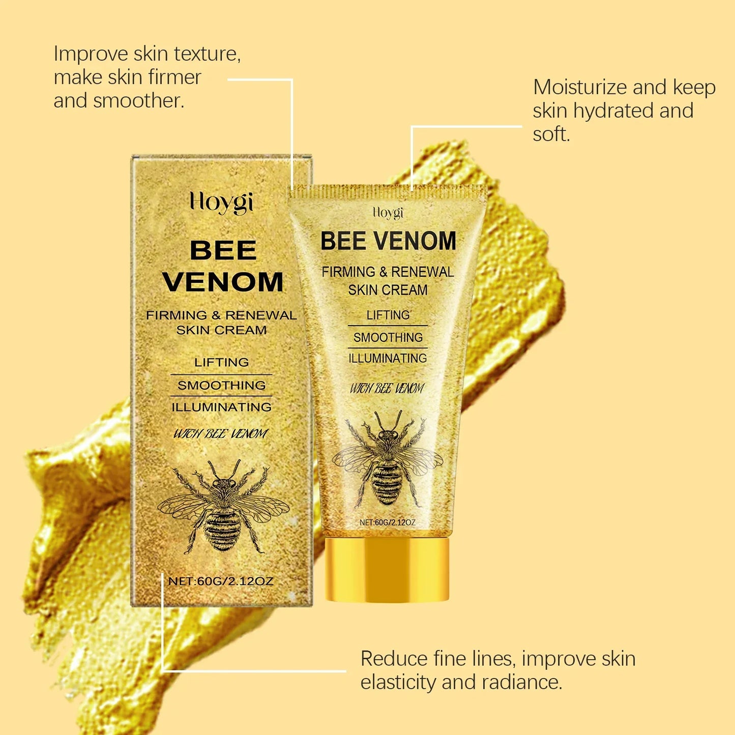 Bee Venom Face Cream Firming Lifting Fade Fine Line Improve Sagging Skin Smoothing Brightening Nourishing Facial Skin Care