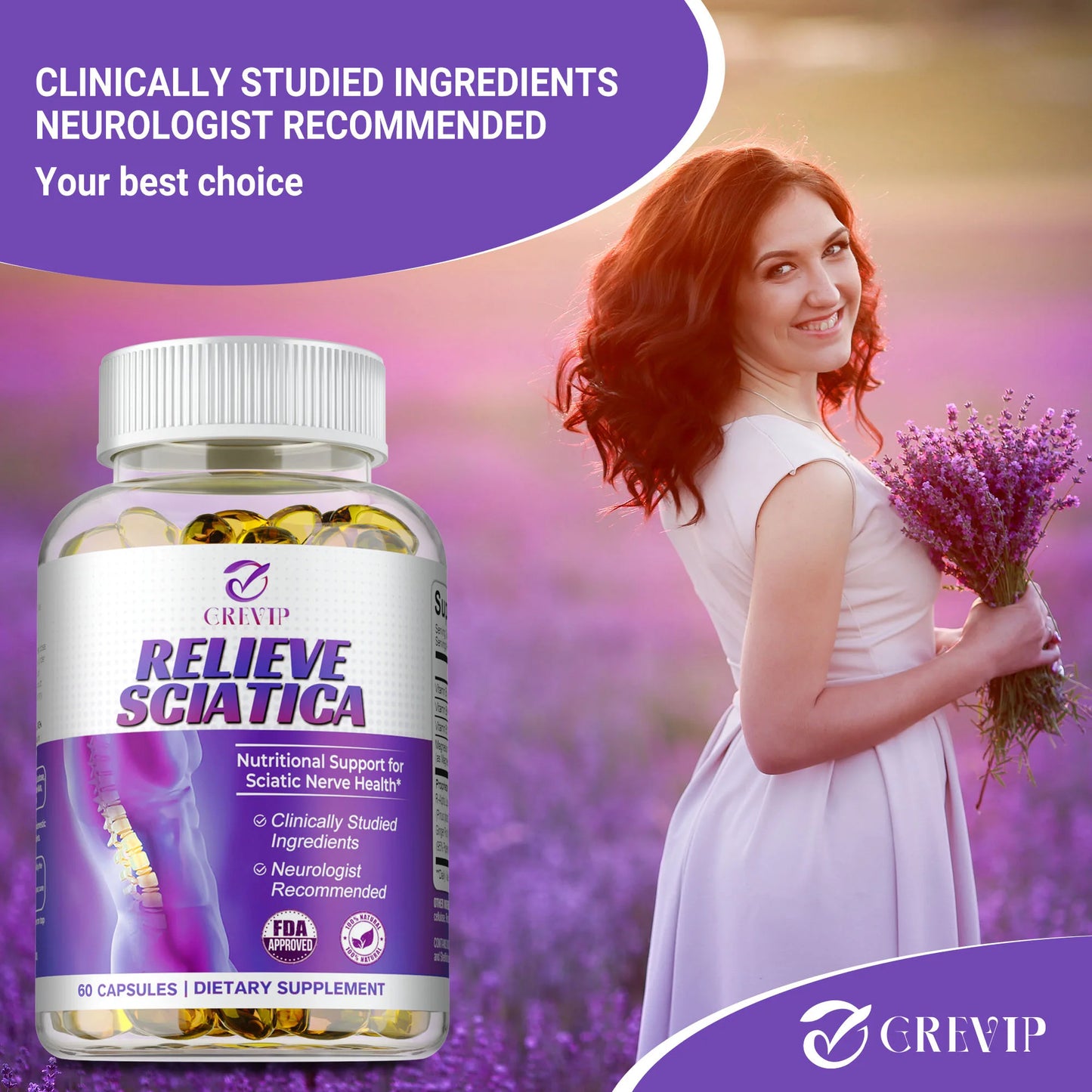 GREVIP Sciatica Relief – Alpha Lipoic Acid Supplement for Nerve Comfort