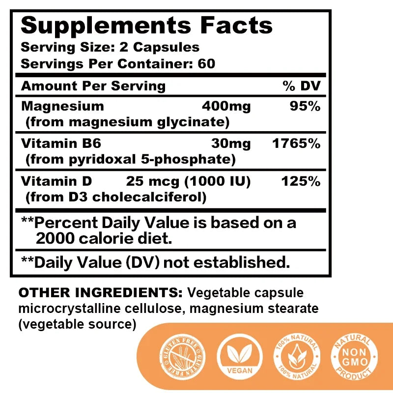 Magnesium Glycinate Capsules - Support Bone Immune System,Heart Health Mineral Supplement Help Natural Sleep