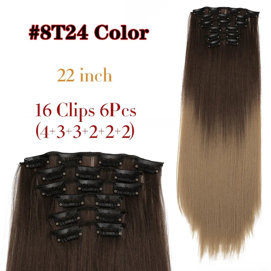 Alileader Synthetic Clip-on Hair Extensions Straight/Curly