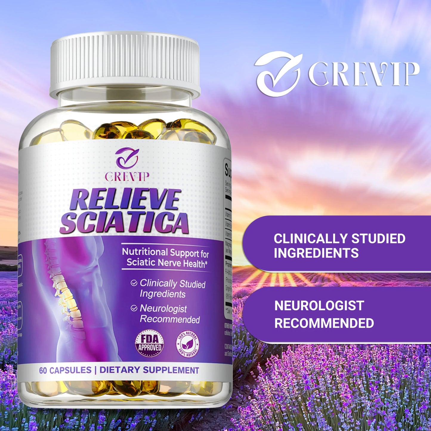GREVIP Sciatica Relief – Alpha Lipoic Acid Supplement for Nerve Comfort