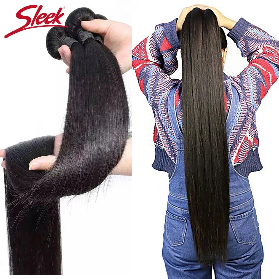 Sleek Brazilian Straight Human Hair Bundles Weaving Extension Machine