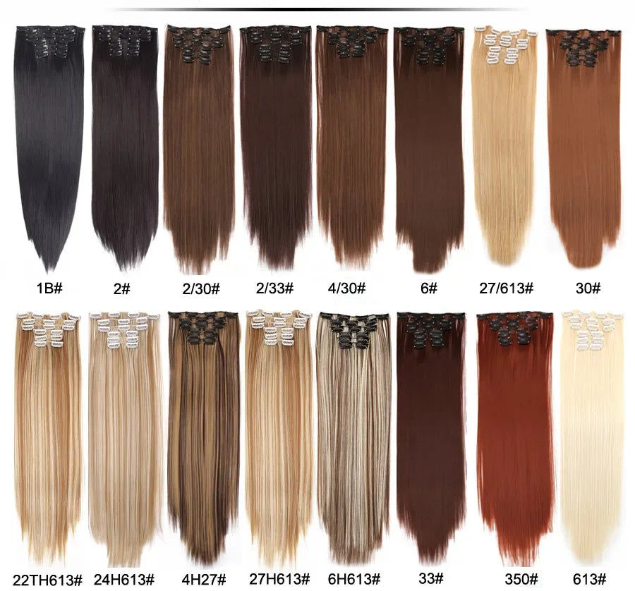 Alileader Synthetic Clip-on Hair Extensions Straight/Curly