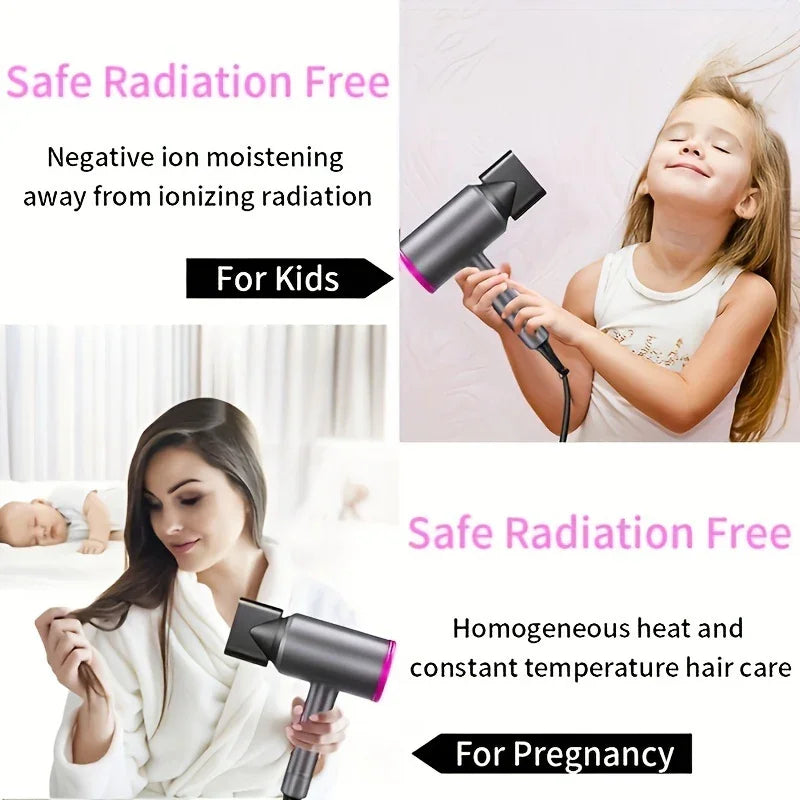 Professional Hair Dryer With Diffuser Ionic Conditioning - Powerful, Fast Hairdryer Blow Dryer, AC Motor Heat Hot And Cold Wind Constant Temperature Hair Care Without Damaging Hair