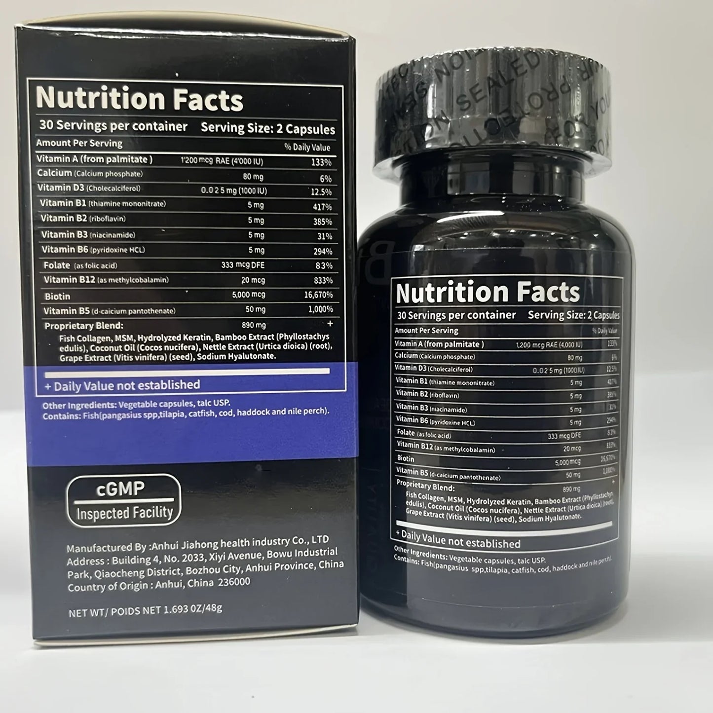 Collagen Keratin Supplement – Hair, Skin & Nail Vitamins – 60 Count Biotin Nutritional Support
