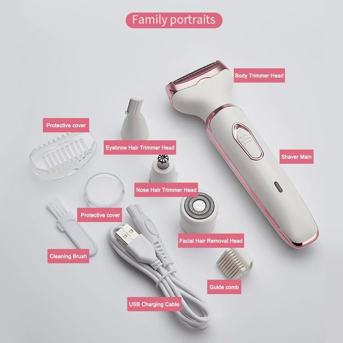 Electric Shaving Kit for Women – SmoothGlide 4-in-1 Wet/Dry Hair Remover
