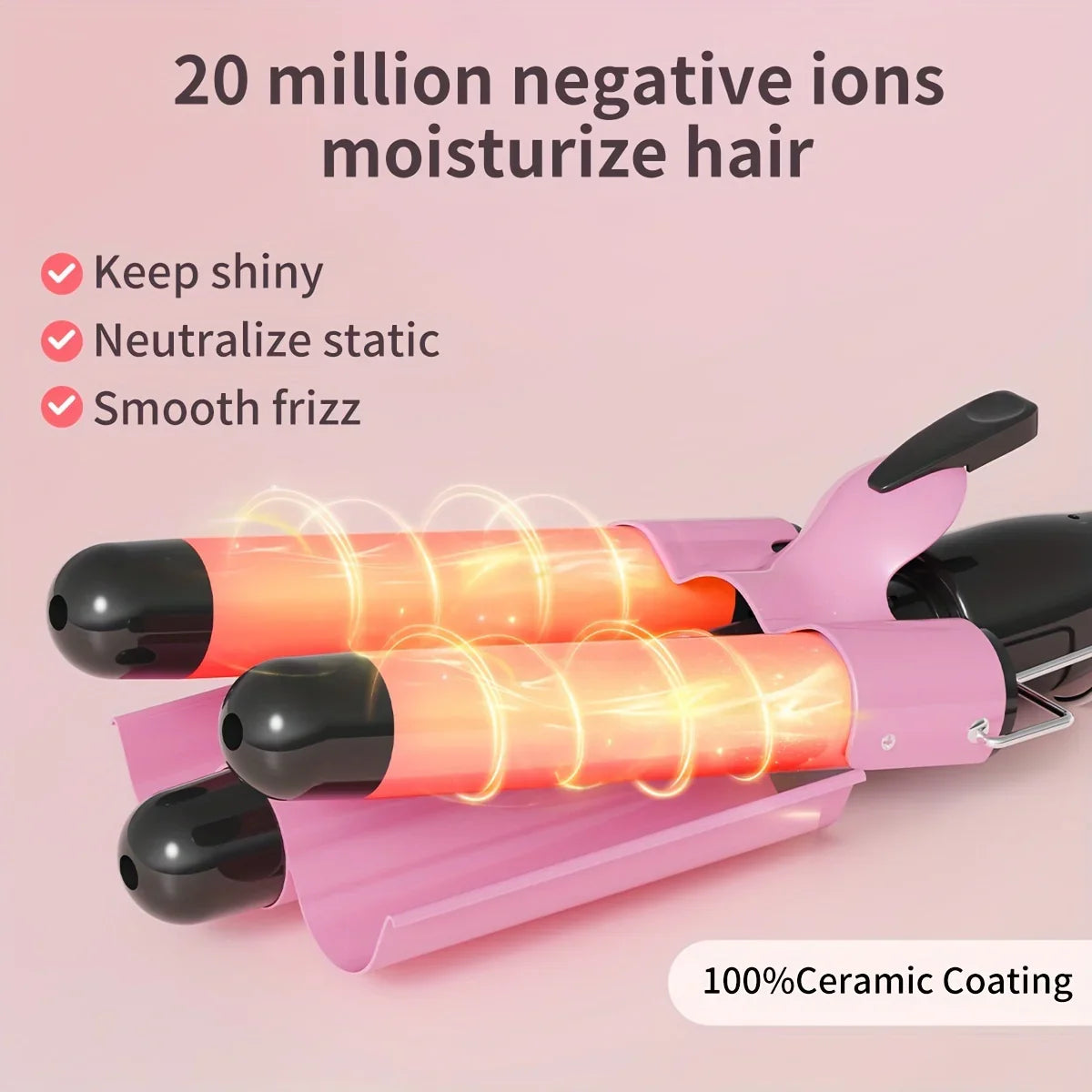 Ceramic Curling Iron – 3 Tube Hair Curler with LED & Rapid Heating